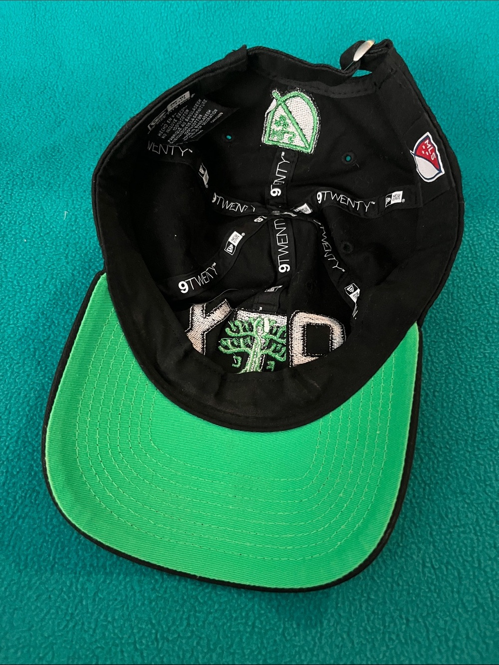 Austin FC Soccer League New Era Black Hat with Green Logo & Lettering - Picture 9 of 10